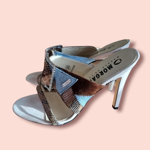 Amazing Morgan de toi y2k Heeled Sandals with diamonte buckle Size 38 uk 5 - Picture 2 of 4